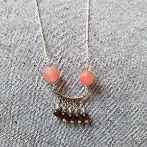 New uniquely handmade sterling silver gemstone earrings and necklace with garnet